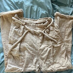 Free People Cream Textured Pants